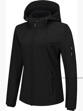 Women's Fleece Lined Softshell Jacket Waterproof Windbreaker Hooded Lightweight